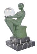 M. LE VERRIER - FRENCH ART DECO FEMALE SCULPTURE / LAMP