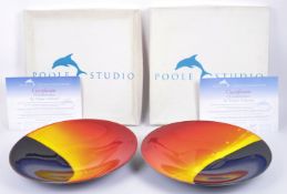 TWO RETRO VINTAGE POOLE POTTERY ECLISPE COLLECTION PLATES