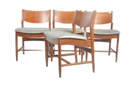 MATCHING SET OF FOUR TEAK AND VINYL DINING CHAIRS