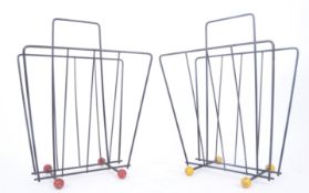 PAIR OF RETRO ATOMIC SPUTNIK WIRE WORK MAGAZINE RACKS