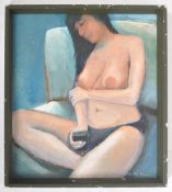 CONTEMPORARY NAIVE MIXED MEDIA ON BOARD NUDE STUDY