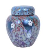 DAVE BARRAS - OKRA GLASS- SIGNED STUDIO ART GLASS LIDDED JAR