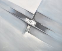 BROMFIELD - LARGE MID CENTURY ABSTRACT OIL ON CANVAS