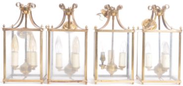 MATCHING SET OF FOUR GEORGIAN STYLE BRASS LANTERNS