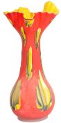 LARGE 20TH CENTURY CRIMPLED RIM GLASS VASE