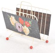 VINTAGE MID CENTURY 1950s MAGAZINE RACK WITH PAINTED PANELS