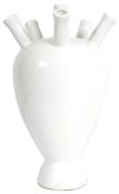 LARGE STUDIO ART POTTERY UDDER VASE IN WHITE GLAZE