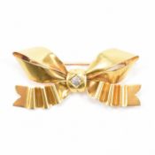 VICTORIAN GOLD & DIAMOND BOW BROOCH