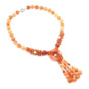 VINTAGE CARNELIAN BEADED DRESS NECKLACE