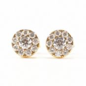 HALLMARKED 18CT GOLD & DIAMOND CLUSTER EARRINGS
