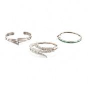THREE 925 SILVER BANGLE BRACELETS