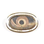 GEORGIAN ANTIQUE GOLD ENAMELLED MOURNING BROOCH