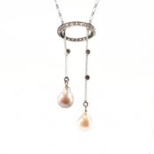 ART DECO PEARL & DIAMOND NEGLIGEE NECKLACE