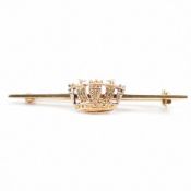 VINTAGE 9CT GOLD CROWN BAR BROOCH PIN