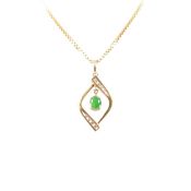VINTAGE 18CT GOLD JADE & DIAMOND PENDANT NECKLACE