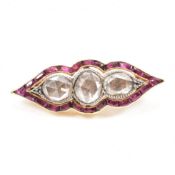 19TH CENTURY FRENCH RUBY & DIAMOND BROOCH PIN