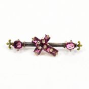FRENCH GARNET DIAMOND ENAMEL BROOCH PIN