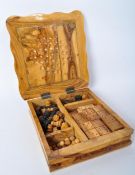 20TH CENTURY BURR WALNUT GAMES COMPENDIUM
