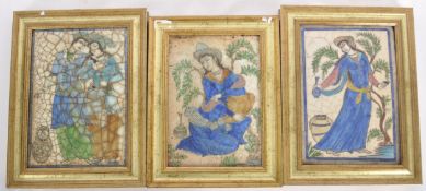 TRIO OF IZNIK POTTERY PERSIAN TILES