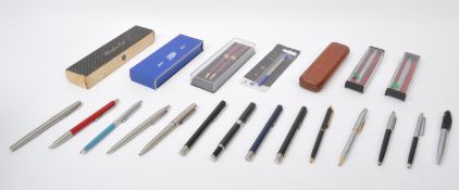 ASSORTMENT OF INK CARTRIDGE & BALL POINT PARKER PENS