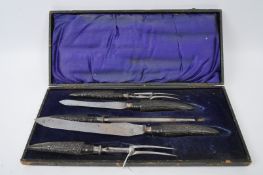 1920S SILVER HALLMARKED & BONE HANDLED MEAT SET