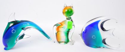 THREE MID CENTURY MURANO STUDIO ART GLASS FIGURES