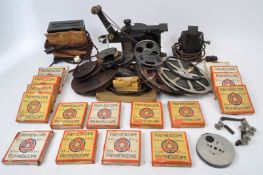 VINTAGE PATHESCOPE ACE REEL TO REEL - W/ FILM REELS