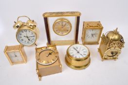 ASSORTMENT OF VINTAGE BRASS DESK CLOCK & ALARM CLOCKS