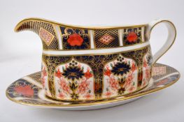 ROYAL CROWN DERBY - 'OLD IMARI' SAUCE BOAT & SAUCER