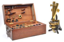 VICTORIAN H & W CROUCH LONDON CASED BINOCULAR MICROSCOPE