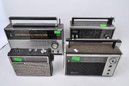 FOUR RETRO VINTAGE PORTABLE RADIOS