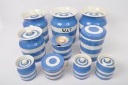 VINTAGE T. G,. GREEN CORNISHWARE LIDDED JARS