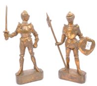PAIR OF 20TH CENTURY BRONZE KNIGHT FIGURINES