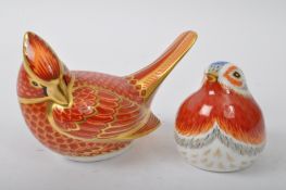 ROYAL CROWN DERBY - TWO VINTAGE BIRDS CHINA PAPERWEIGHTS