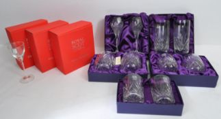 NOS ROYAL SCOT CRYSTAL HAND CUT DRINKING GLASSES