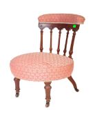 VICTORIAN MAHOGANY UPHOLSTERED NURSING CHAIR