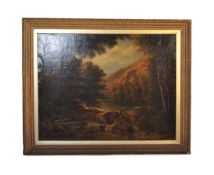 19TH CENTURY ENGLISH OIL ON CANVAS LANDSCAPE PAINTING