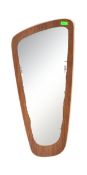VINTAGE MID 20TH CENTURY TEAK FRAMED ASYMMETRIC WALL MIRROR