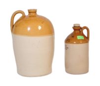 TWO VICTORIAN BRISTOL STONEWARE FLAGONS