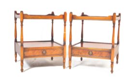 GEORGE III STYLE YEW WOOD NIGHT STAND BEDSIDE TABLES