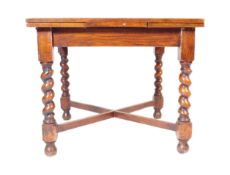 EARLY 20TH CENTURY OAK BARLEY TWIST DRAW LEAF TABLE