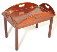 20TH CENTURY MAHOGNAY & BRASS BOUND BUTLERS TRAY TABLE