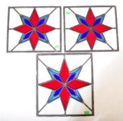 THREE VICTORIAN LEADED STAINED GLASS PANELS