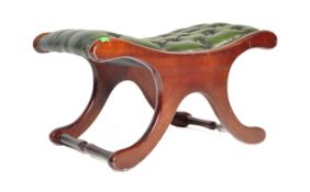 20TH CENTURYGREEN LEATHER CHESTERFIELD STYLE FOOTSTOOL