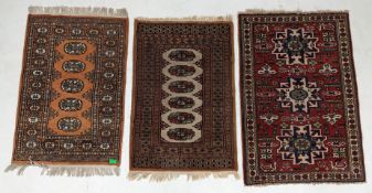 THREE PERSIAN ISLAMIC CARPET FLOOR RUGS