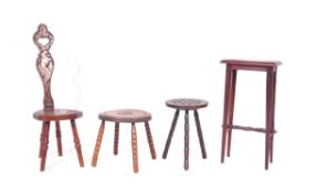 EARLY 20TH CENTURY OAK FURNITURE - STOOLS - SPINNING CHAIR