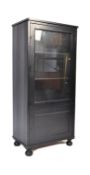 EBONISED TALL BOY / GLAZED FRENCH BOOKCASE CABINET