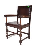 17TH CENTURY COMMONWEALTH REVIVAL LEATHER DESK CHAIR