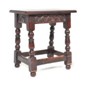 JACOBEAN REVIVAL OAK PEG JOINT LANCASHIRE ROSE FOOT STOOL