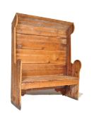 19TH CENTURY VICTORIAN PINE TAVERN SETTLE BENCH